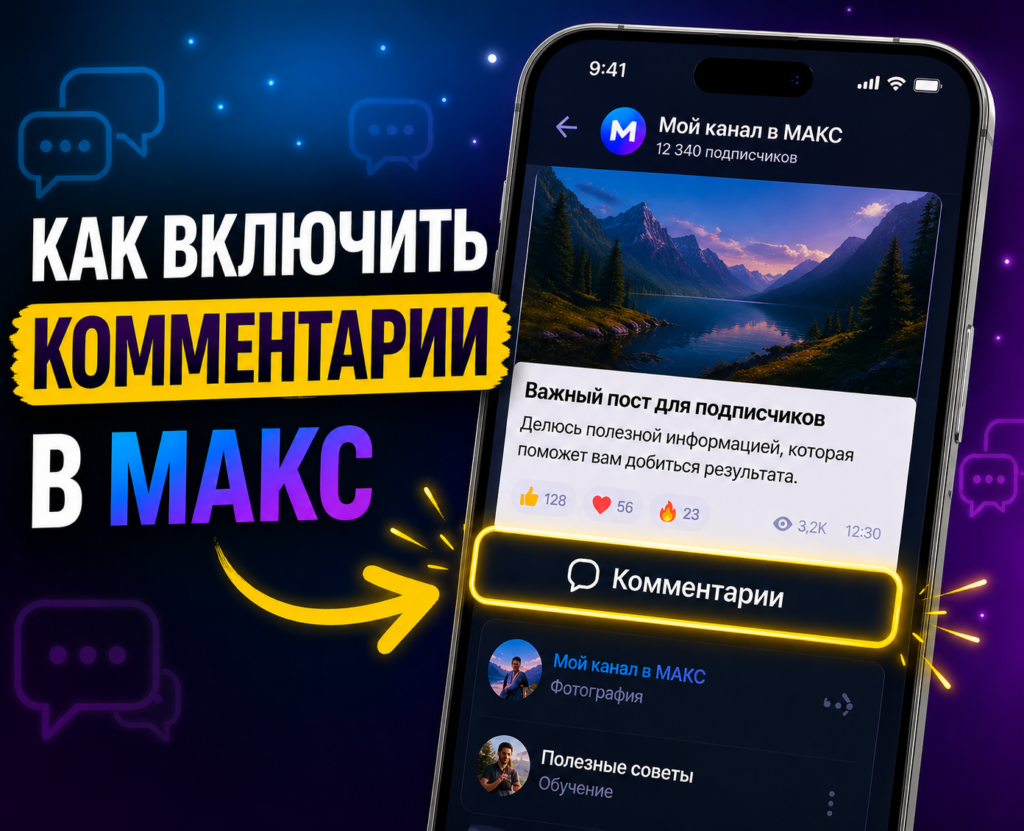 как включить комменты в максе в группе